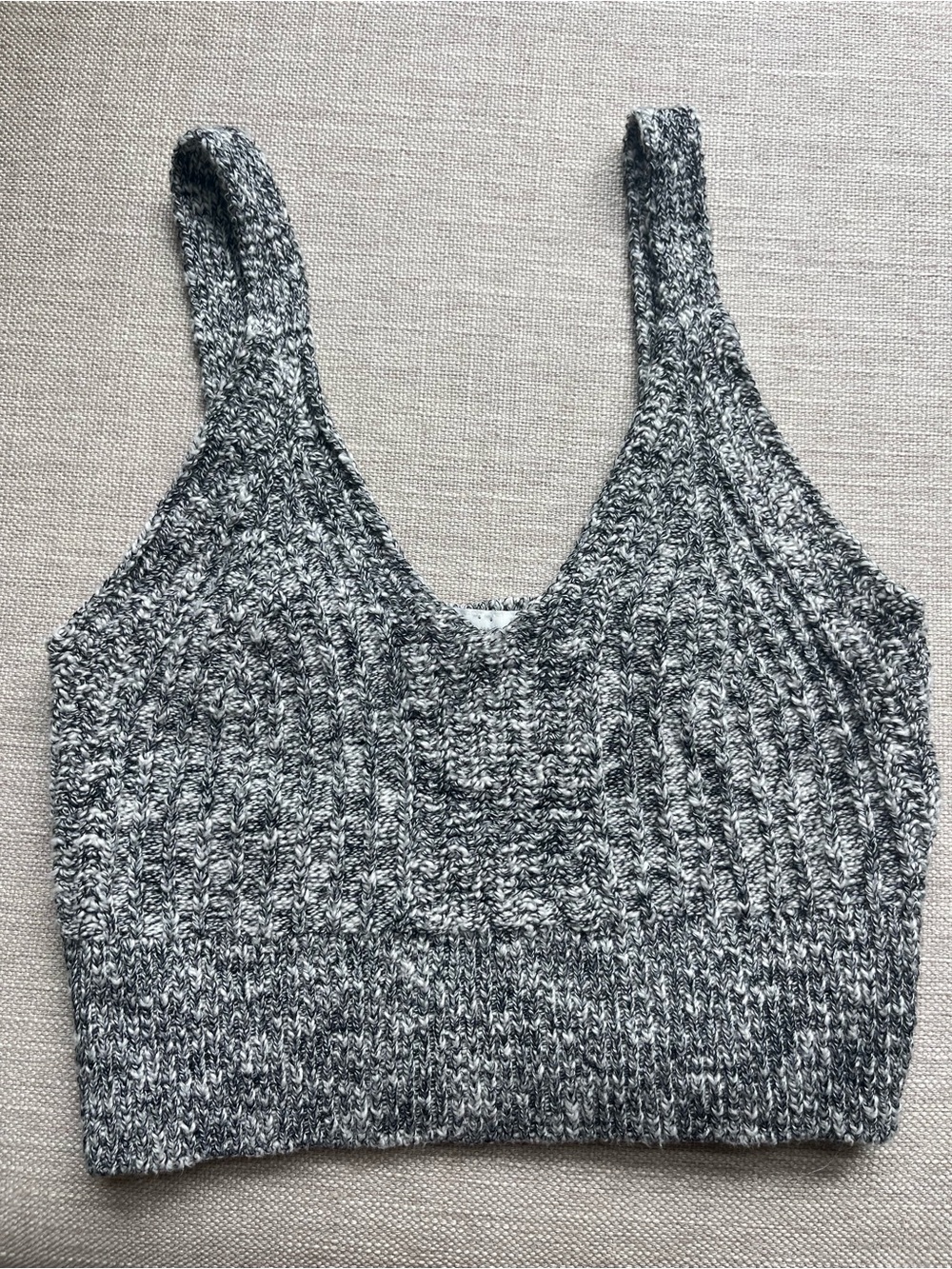 Gray Knit Crop Tank Top - Women's